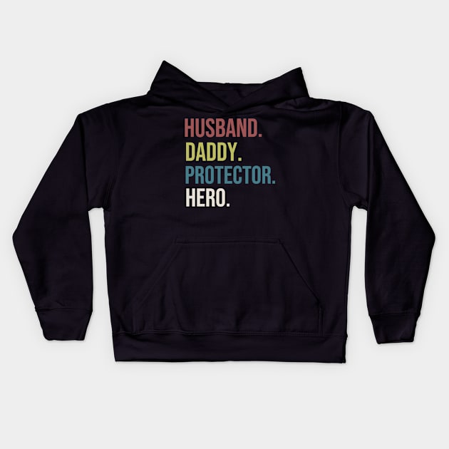 Husband daddy protector hero Kids Hoodie by warantornstore